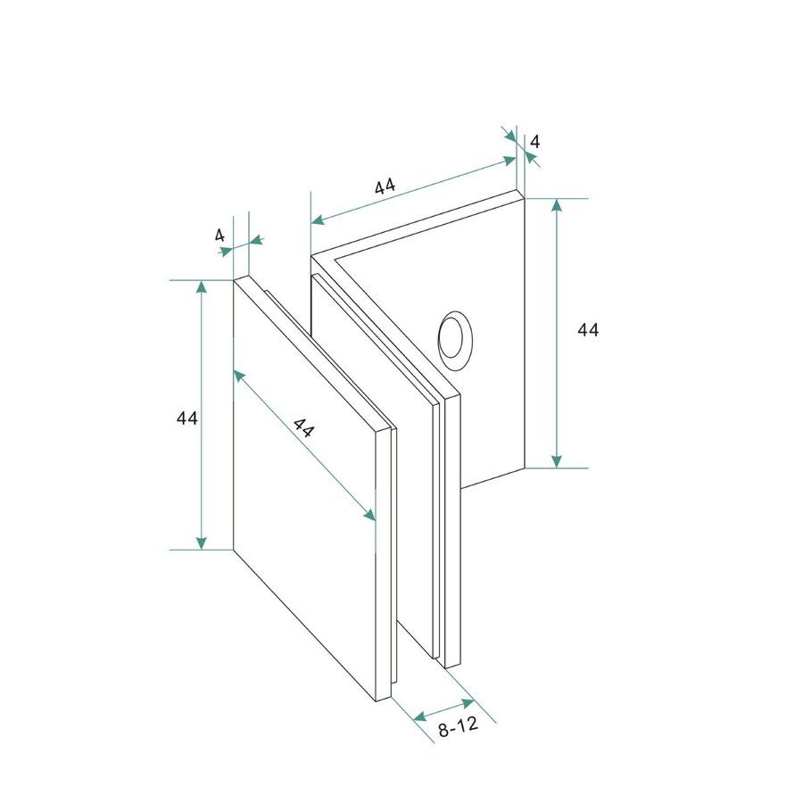 Glaskoppeling Set tbv Inloopdouche Wiesbaden Zonder Profiel Geborsteld Koper
