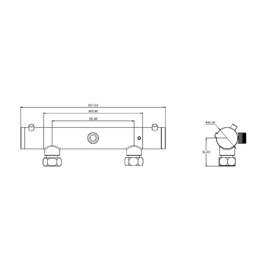 Thermostatische Douchekraan Schutte London HOH 15 cm Mat Zwart