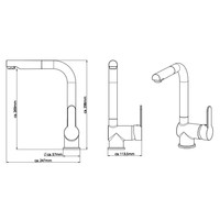 Keukenkraan Schutte London Mengkraan Opbouw Hoog Uittrekbare Uitloop Mat Grafiet