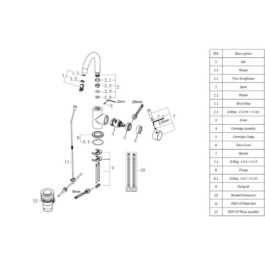 Wastafelmengkraan Caral Met Hoge Draaibare Uitloop