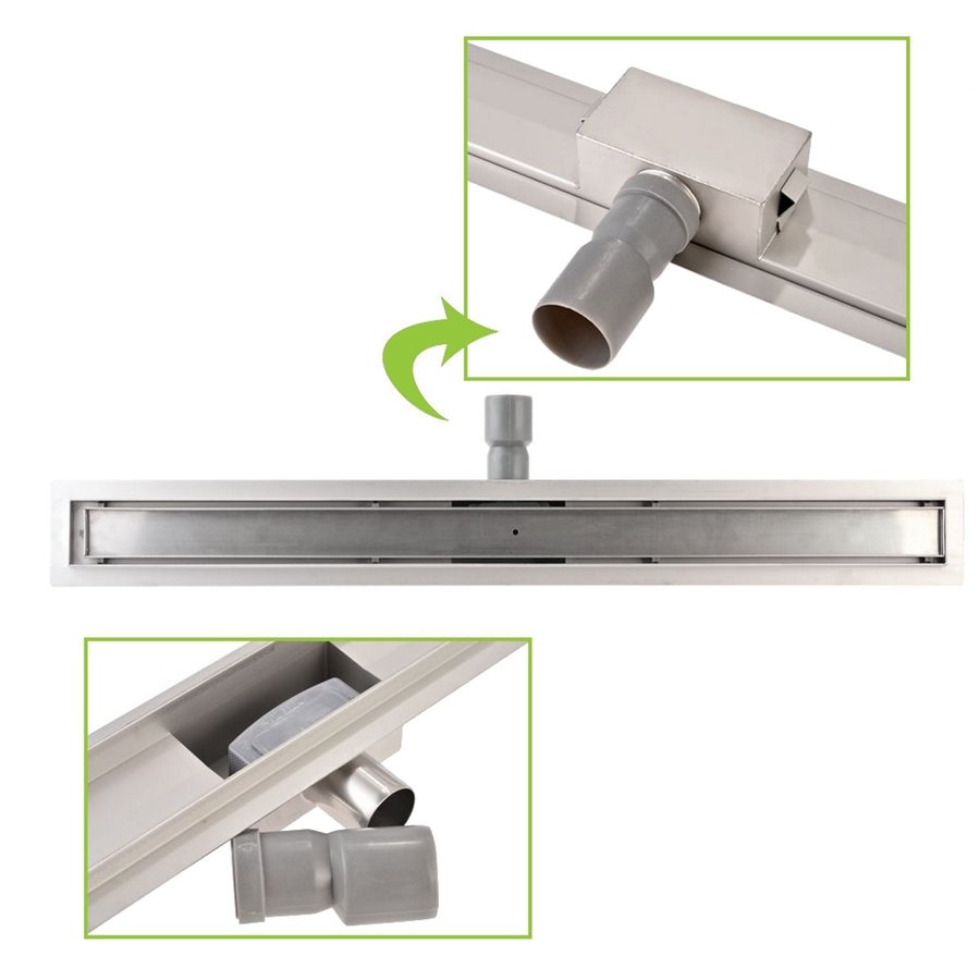 RVS Douchegoot flens met uitneembaar sifon 200x7cm 6,7cm diep STANDAARD ROOSTER