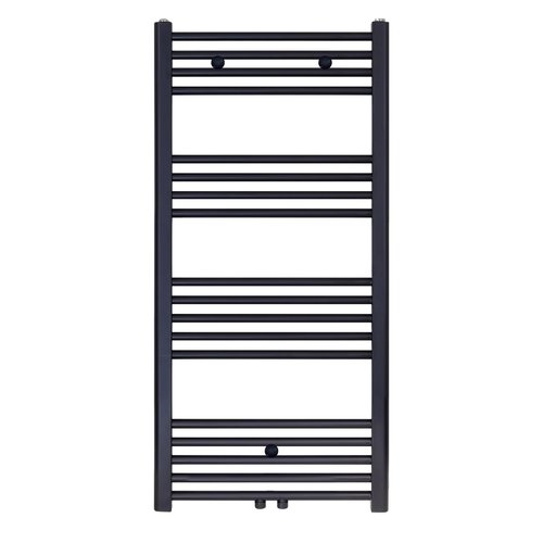 Designradiator Nile Gobi 120x60cm Geborsteld Mat Zwart midden-onderaansluiting 