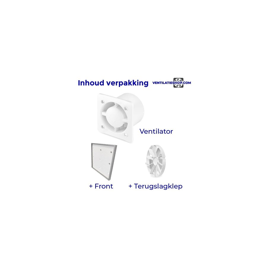 Badkamer Ventilator Pro Design Nalooptimer 125mm 170 m3 Tegelfront Kunststof
