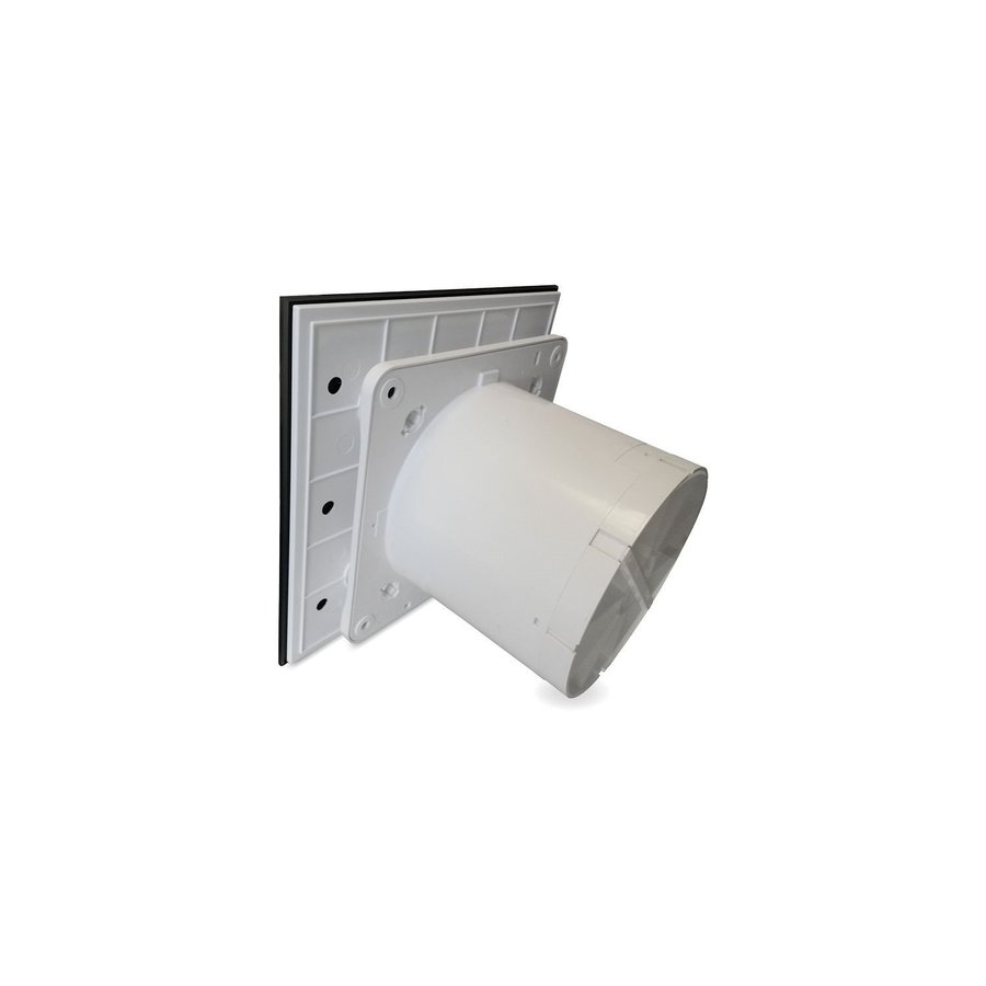 Badkamer Ventilator Pro Design Nalooptimer 125mm 170 m3 Vlak Glas Zwart Mat