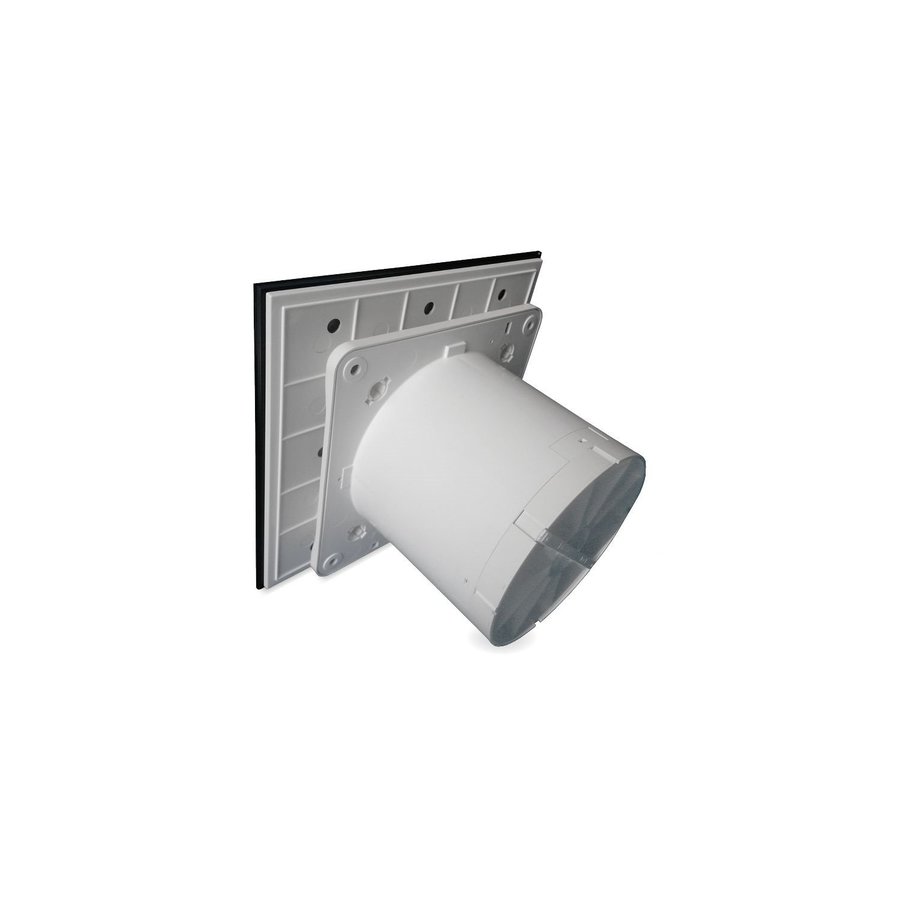 Badkamer Ventilator Pro Design Nalooptimer 100mm 105 m3 Vlak Glas Zwart Glans