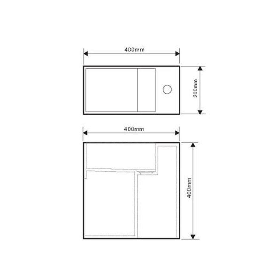 Fontein Bellezza Bagno Rosa Solid Surface 40x20x40 cm (kraangat rechts)