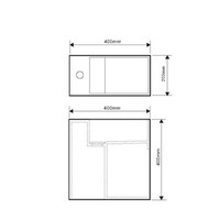 Fontein Bellezza Bagno Rosa Solid Surface 40x20x40 cm (kraangat links)