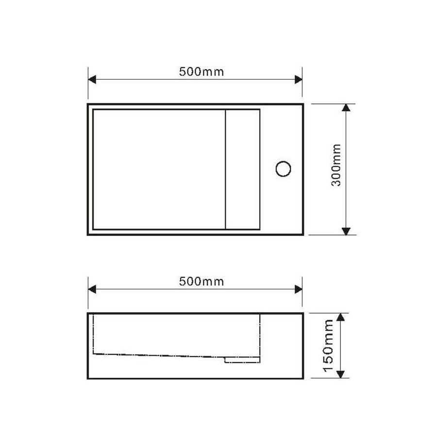 Fontein Bellezza Bagno Fabro Solid Surface 50x30x15 cm (kraangat rechts)