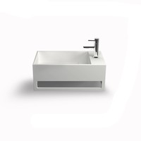 Fontein Bellezza Bagno Orvieto met Handdoekhouder Solid Surface 50x30x20 cm (kraangat rechts)