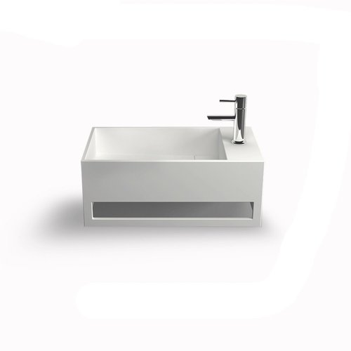 Fontein Bellezza Bagno Orvieto met Handdoekhouder Solid Surface 50x30x20 cm (kraangat rechts) 