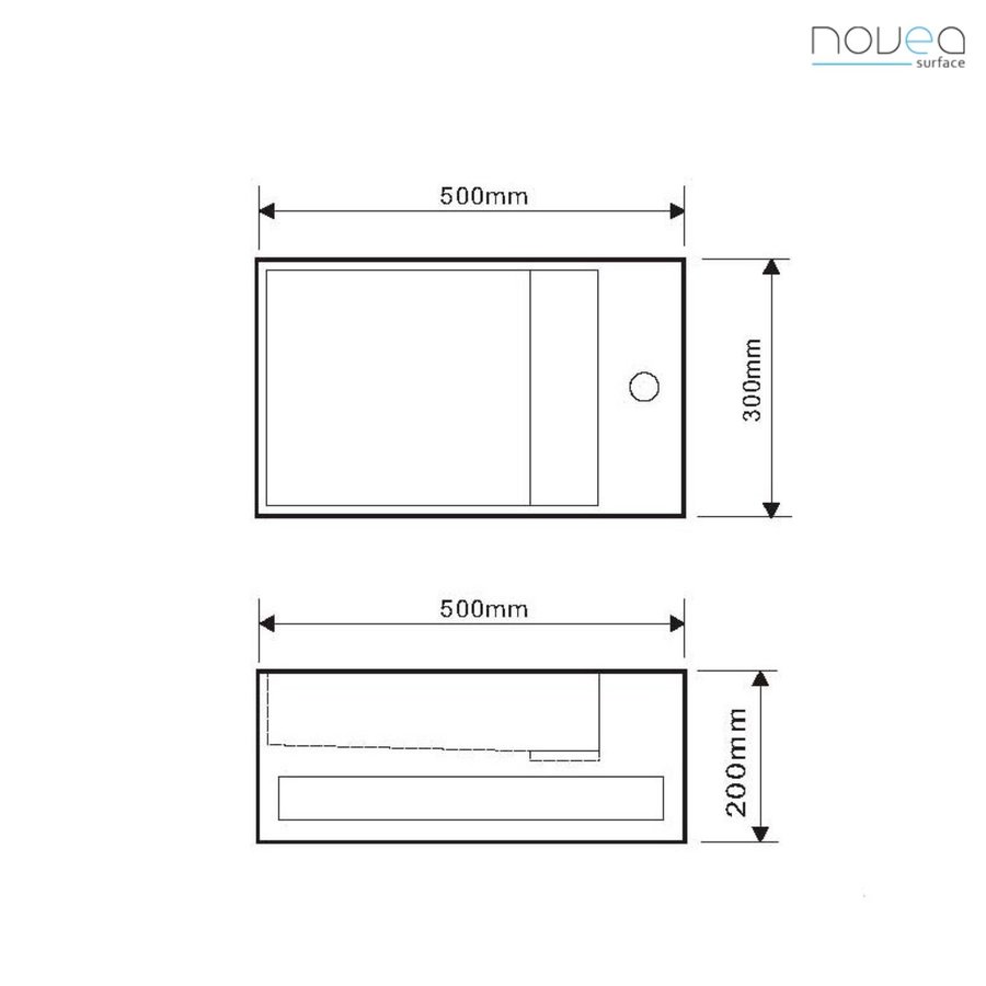 Fontein Bellezza Bagno Orvieto met Handdoekhouder Solid Surface 50x30x20 cm (kraangat rechts)