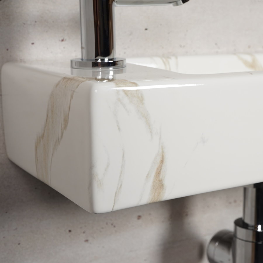 Fonteinset Carrara Marmerlook Wiesbaden Color Chroom (kraangat links)