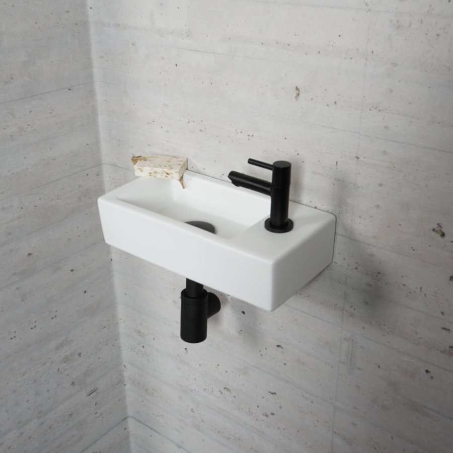 Fonteinset Mat Wit Wiesbaden Color Mat Zwart (kraangat rechts)