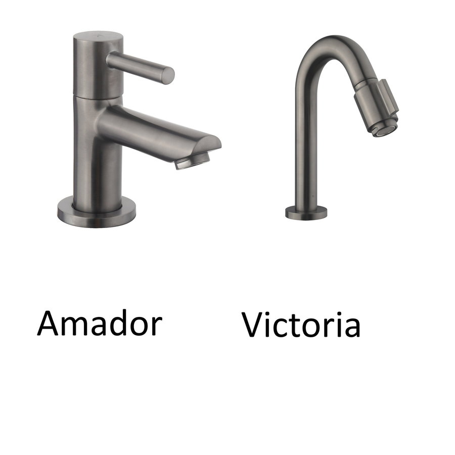 Fonteinset Mat Zwart Wiesbaden Color Gun Metal (kraangat rechts)