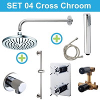 Wiesbaden inbouw regendouche set 04 Cross Chroom