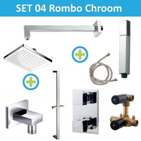 Wiesbaden inbouw regendouche set 04 Rombo Chroom