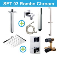 Wiesbaden inbouw regendouche set 03 Rombo Chroom