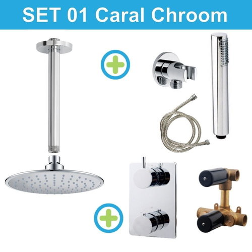 Wiesbaden inbouw regendouche set 01 Caral Chroom 