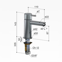 Wastafelmengkraan Hotbath Cobber 1-hendel Recht 14.3 cm (15 verschillende kleuren)