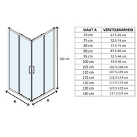 Douchecabine Lacus Vulcano Evo Vierkant Chinchilla Glas Aluminium Profiel Chroom (alle maten)