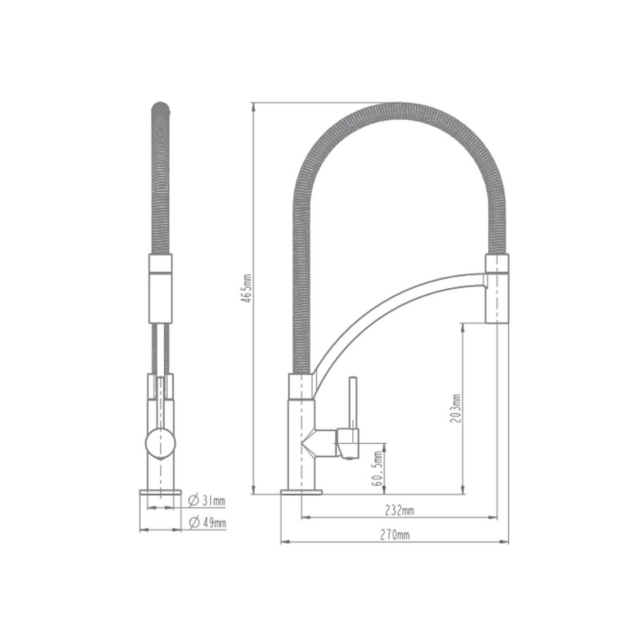 Keukenkraan VMK Go Elegance 46,5 x 27 cm Incl. Mobile Sproeier Chroom