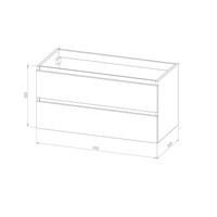 Onderkast Arcqua Luna Badmeubel 100 cm Greeploos Excl. Wastafelblad MDF Mat Zwart