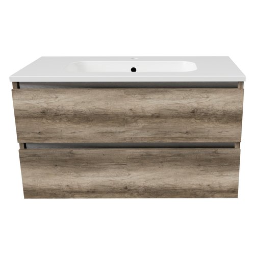 Onderkast Arcqua Luna Badmeubel 90 cm Greeploos Excl. Wastafelblad MDF Canyon Oak 