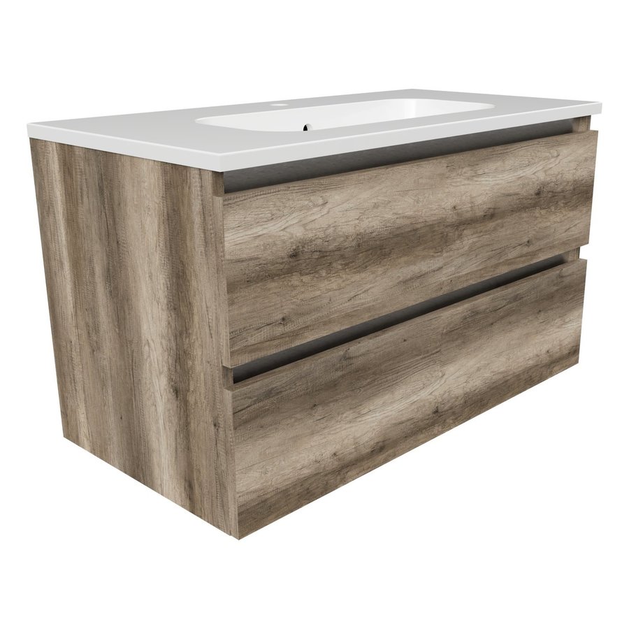 Onderkast Arcqua Luna Badmeubel 90 cm Greeploos Excl. Wastafelblad MDF Canyon Oak