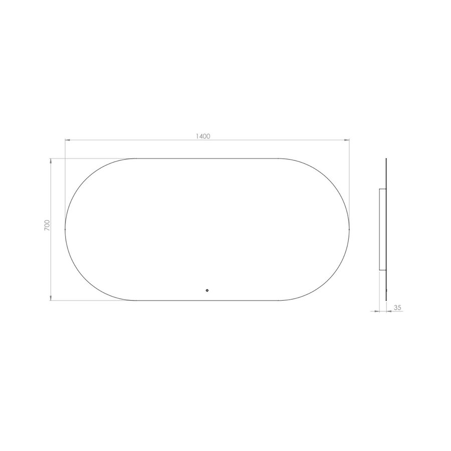 Badkamerspiegel Arcqua Reflect Ovaal 140x70 cm Horizontaal Incl. LED Verlichting