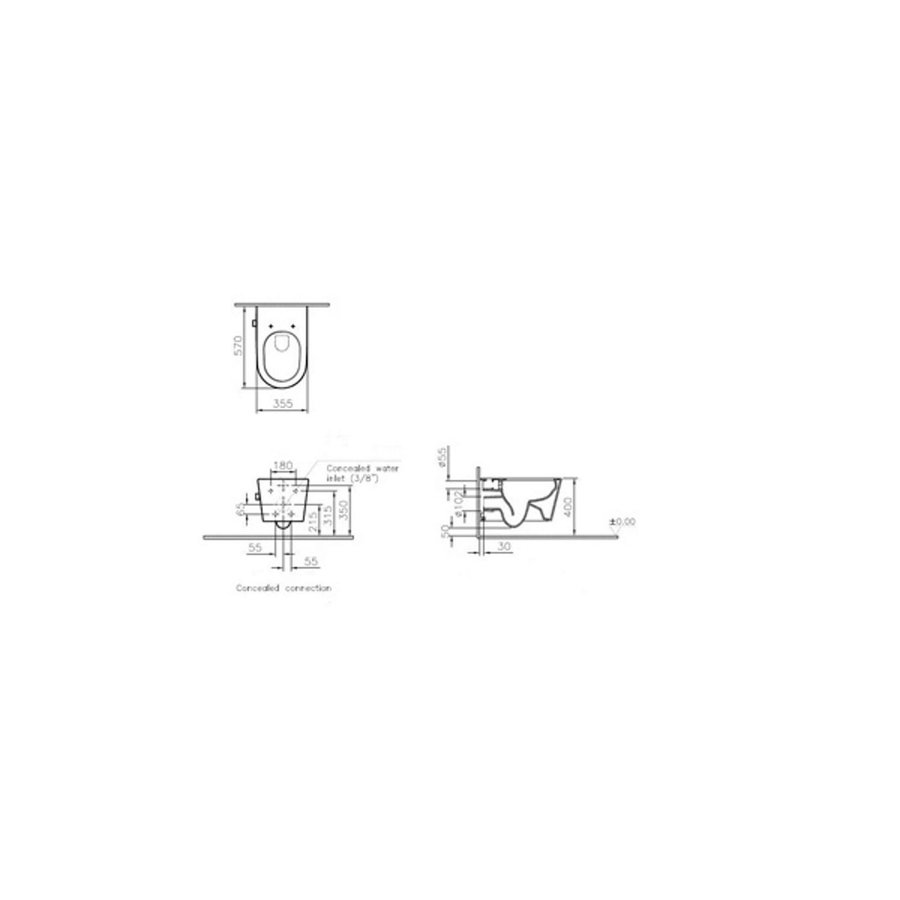 Wandclosetpack Vitra Nest 35.5x57cm met Bidetfunctie en Softclose HOH 18cm Wit (incl zitting)