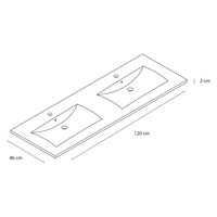 Wastafel Differnz Style 120 cm 2 Kraangaten Wit