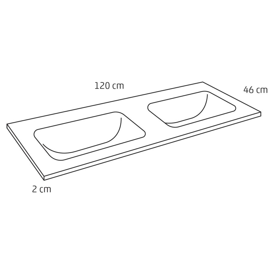 Wastafel Differnz Reno 120x46 cm Wit
