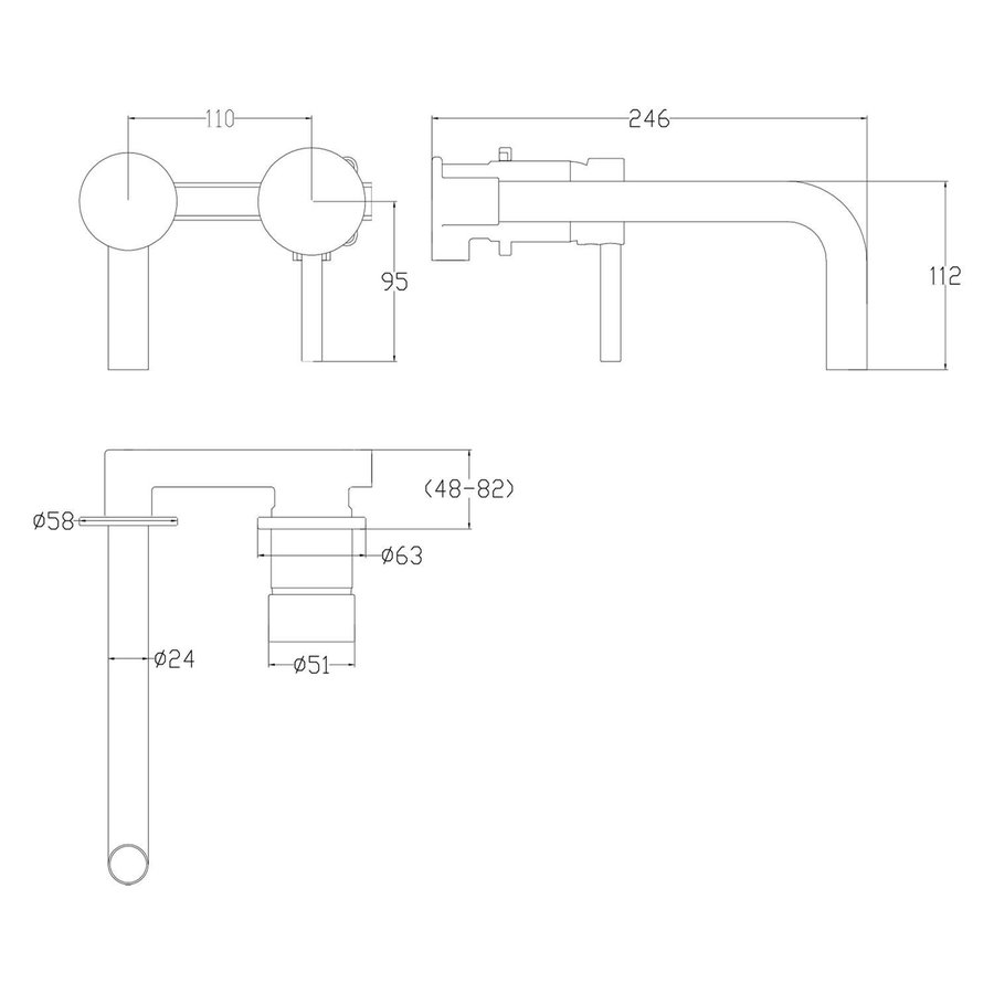 Wastafelmengkraan Differnz Inbouw Mat Wit