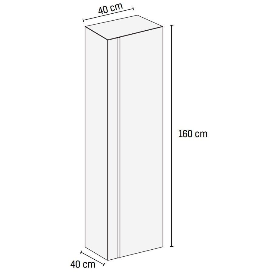 Kolomkast Creavit Sally 160x40x35 cm Greeploos Mat Zwart