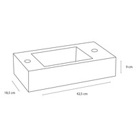 Fonteinset Differnz Sapon Rechts 42.5x18.5x9 cm Geintegreerde Zeepdispenser Keramiek Wit (inclusief mat zwarte kraan sifon en afvoer)