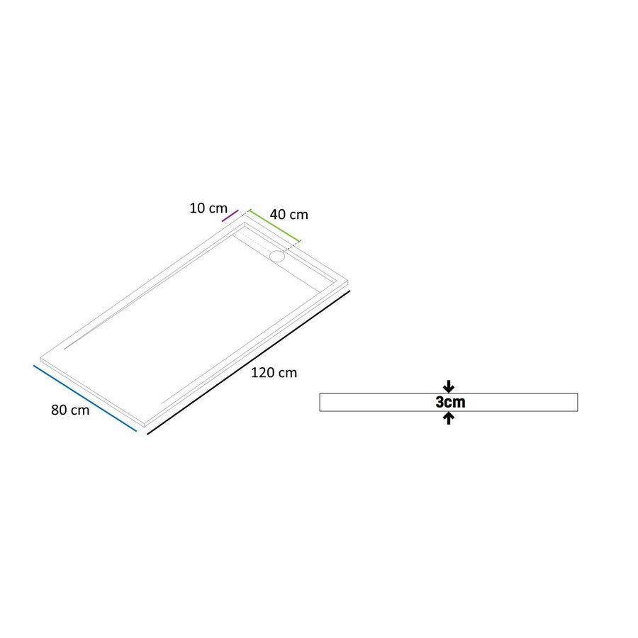 Douchebak Boss & Wessing Veroni Elite 120x80 cm Composietsteen Mat Zwart