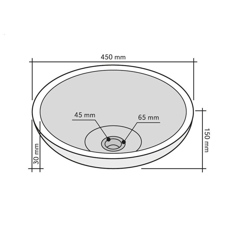 Waskom Imso Lavabo Tondo Basalto Nero 45x15cm