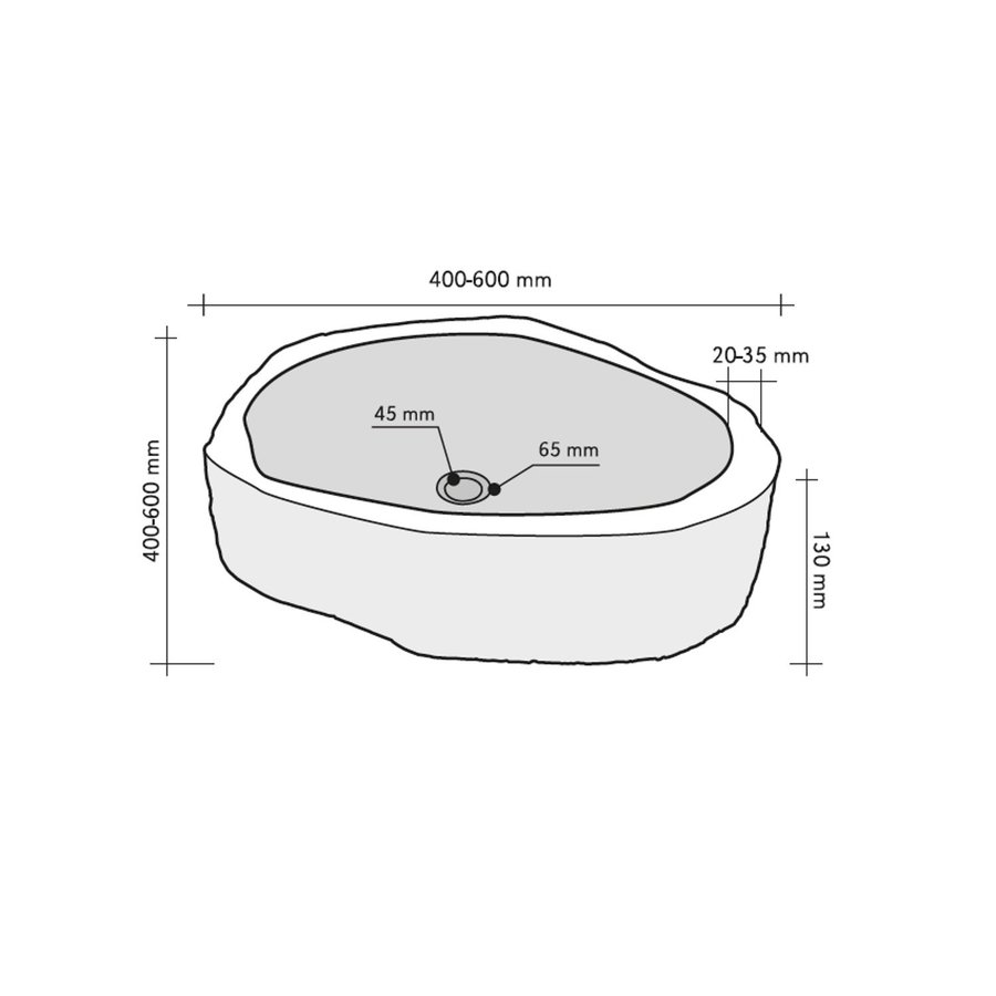 Waskom Imso Lavabo Pilar Stone Lava steen 40x60x13cm