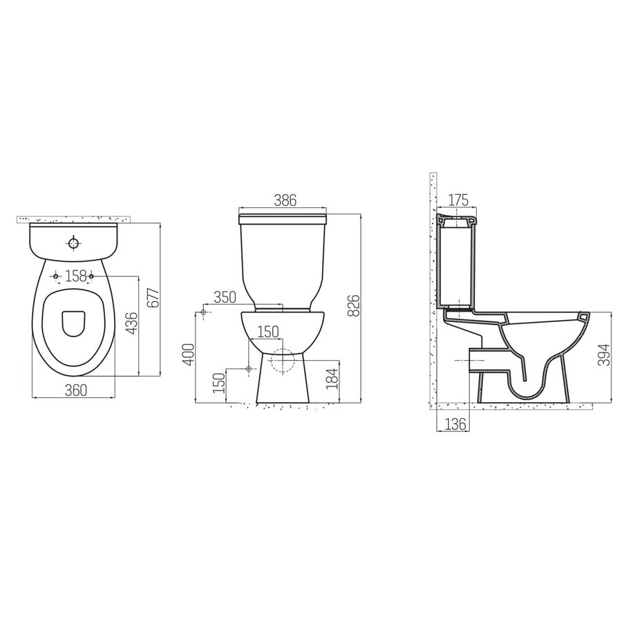 Toiletpot Staand Boss & Wessing Sedef Met Bidet Achter Aansluiting Wit