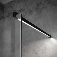 Inloopdouche Bellezza Bagno StabiLight 110x195cm 8 mm Helder Glas Antikalk Inclusief Stabilisatiestang Met Verlichting Mat Zwart