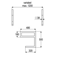 Wastafelbeugel Casajoy E-Vorm 48x50cm RVS