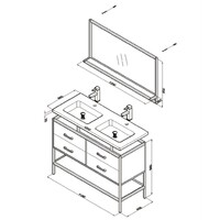 Badkamermeubel Casajoy Miami 120x46x90cm Eiken 4 Lades Met Keramieken Wastafel Wit