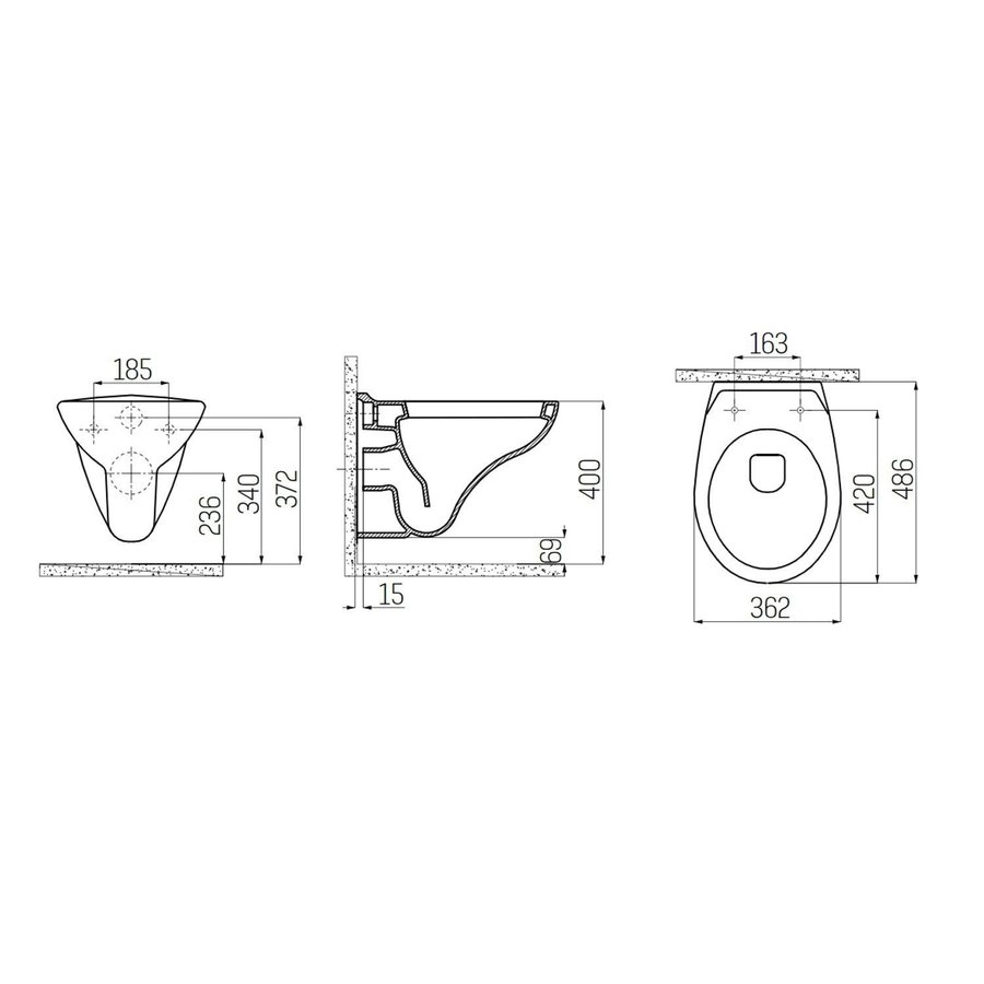 Wandcloset Boss & Wessing Hugo Keramiek Wit (excl zitting)