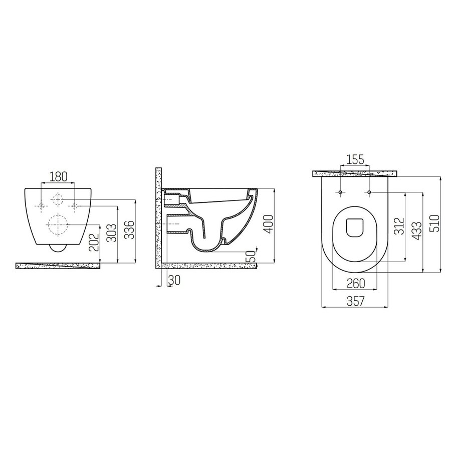 Wandcloset Creavit Freedom Met RVS Sproeier Mat Cappuccino (Exclusief zitting)