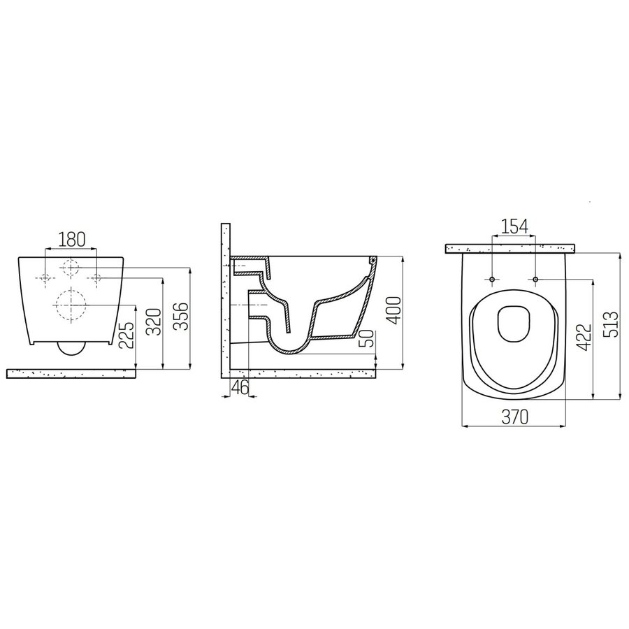 Wandcloset Boss & Wessing Flat Rim-off Met Bidet Keramiek Wit (Excl. Zitting)