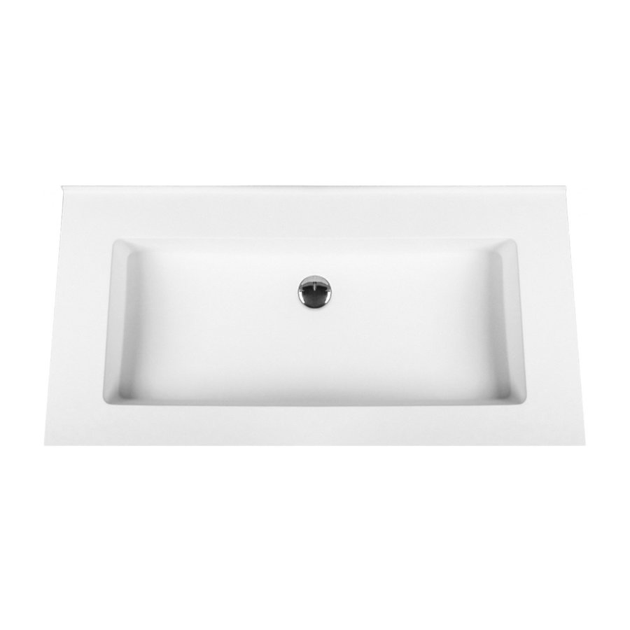 Wastafel Boss & Wessing Zonder Kraangat 45.5x99 cm Solid Surface Wit