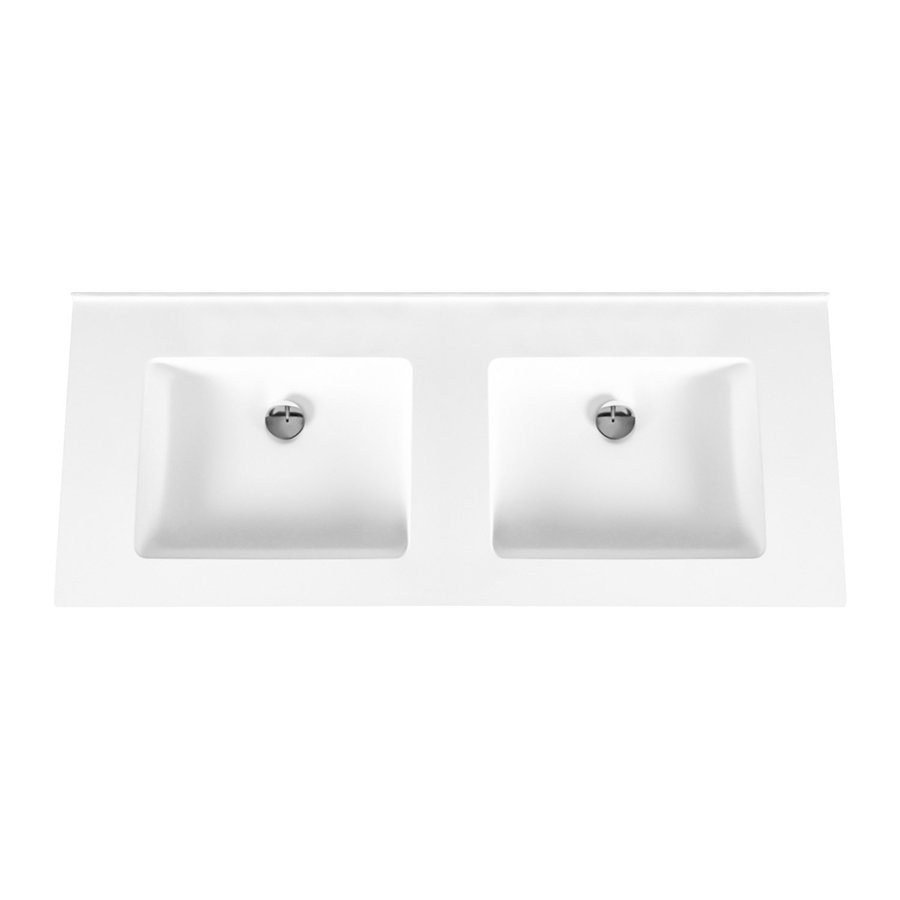 Wastafel Boss & Wessing Zonder Kraangaten 45.5x120 cm Solid Surface Wit