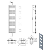 Designradiator Nile Gobi 160x40cm 614W Wit (Midden/zij-aansluiting)