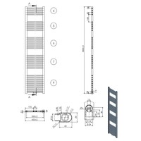 Designradiator Nile Gobi 180x40cm 699W Glanzend Wit (Midden/zij-aansluiting)
