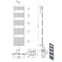 Designradiator Nile Gobi 180x50cm 821W Wit (Midden/zij-aansluiting)